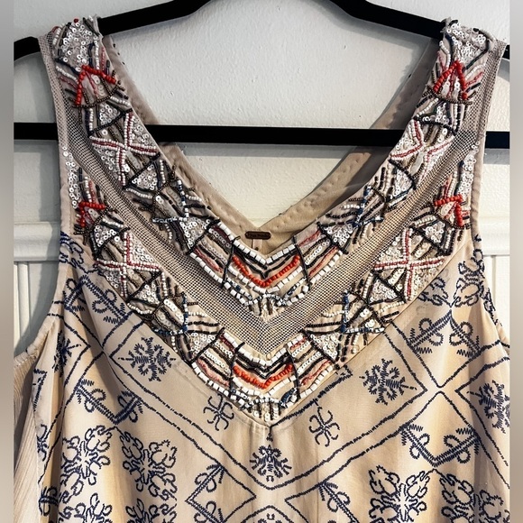 Free People Ancient Mystery Beaded Chiffon Shift Dress Womens Small Boho Style - Picture 4 of 8